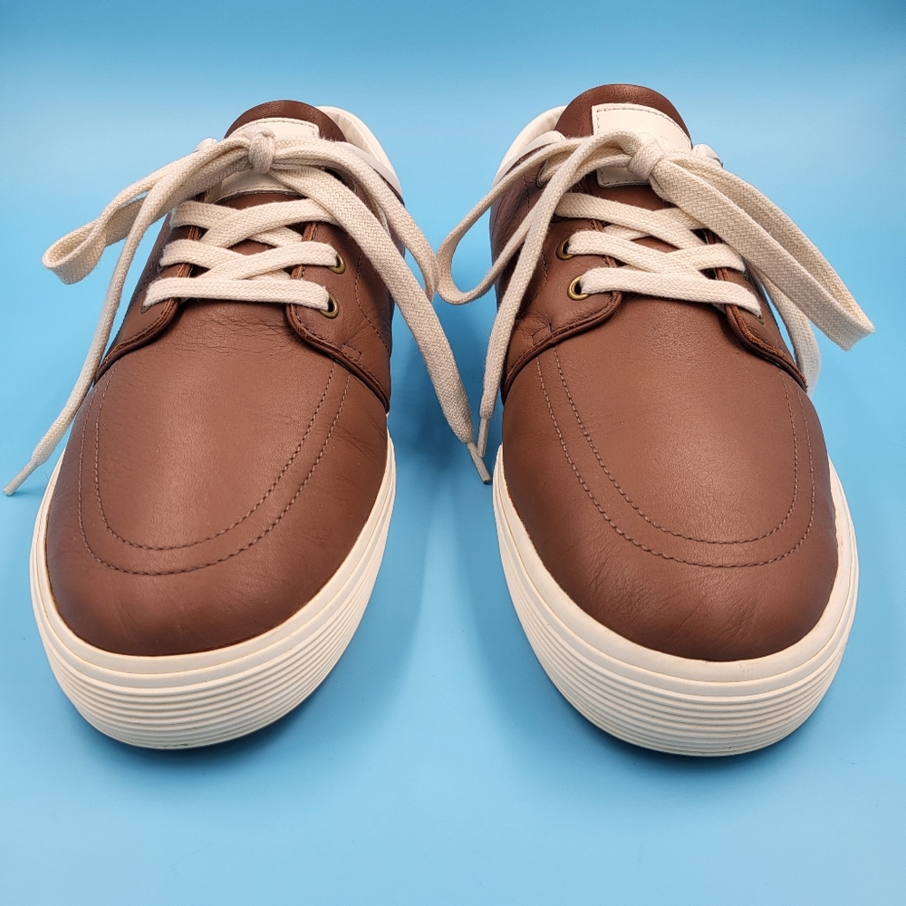 Mens Polo Ralph Lauren Tan Leather Faxon Low Top Boat Shoes Sneakers EUC sz 14 D - Picture 10 of 14